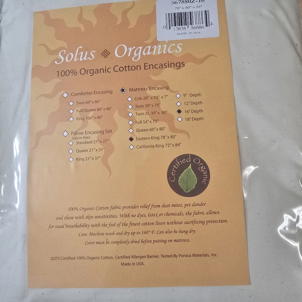 100% Organic Cotton Mattress Cover - Cream
